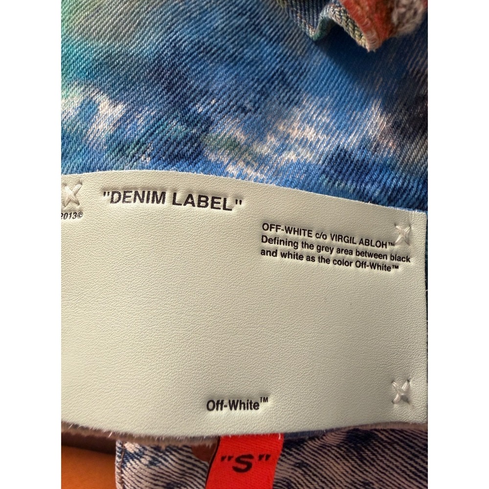 Off-White 2019 Multi-Color Tie-Dye Denim Jacket Virgil Abloh Mens XL - Picture 11 of 16